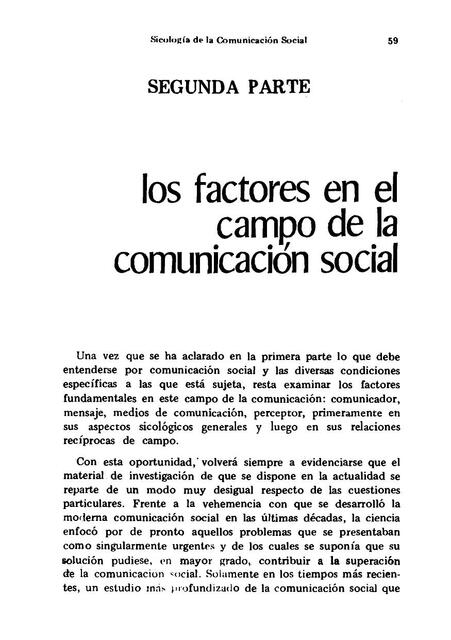 Los factores en el campo de la comunicación social