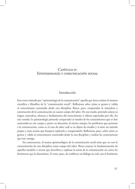 Epistemología y Comunicación Social