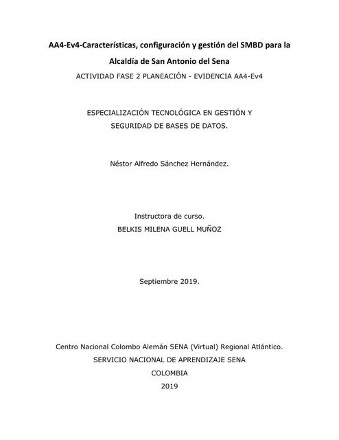 Características, Configuración y Gestión Del SMBD