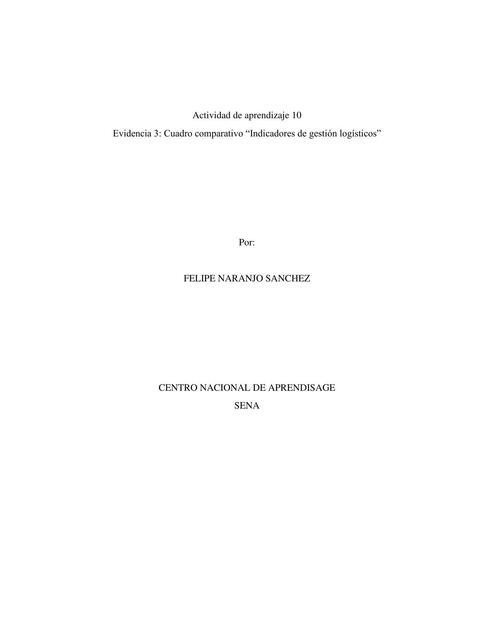 Evidencia 3 Cuadro Comparativo Indicadores de Gestión Logísticos 