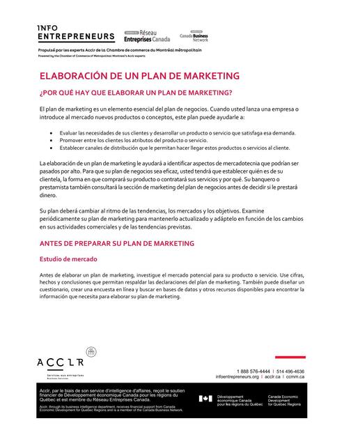 Elaboración de un Plan de  Marketing