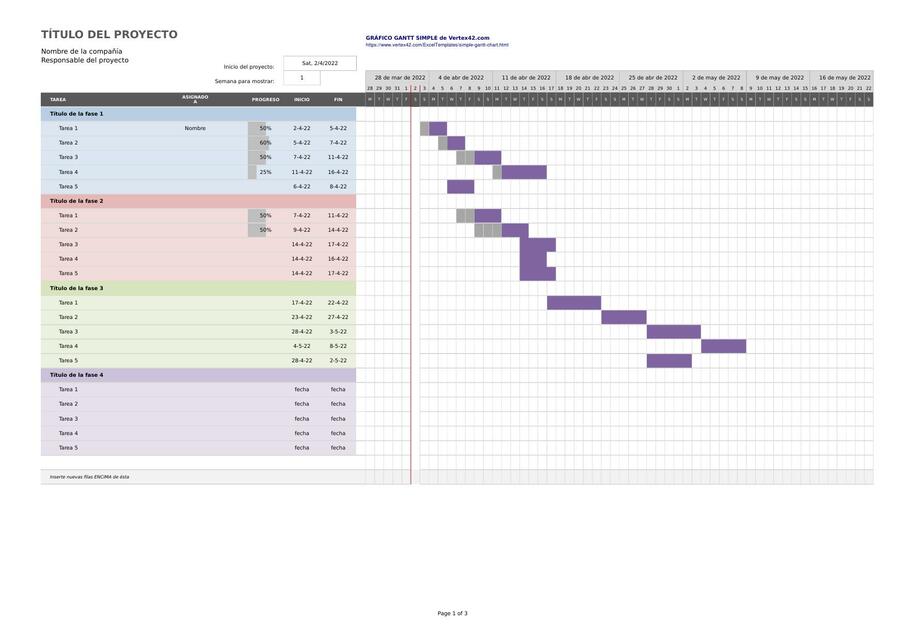 Diagrama de Gantt Simple