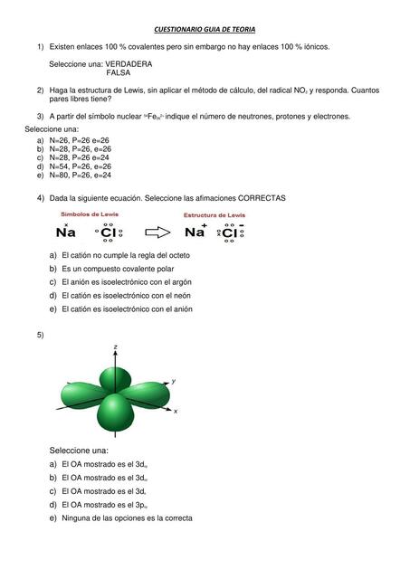 Cuestionario química