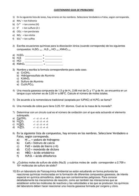 Parcial de Problemas - Química General