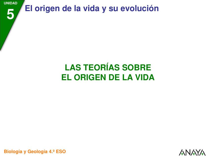 Teorías el origen de la vida