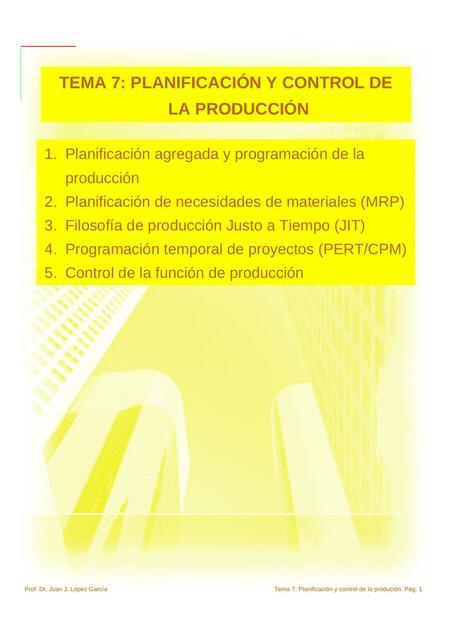 Planificación  y Control de la Producción 