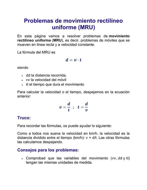 Movimiento rectilíneo uniforme