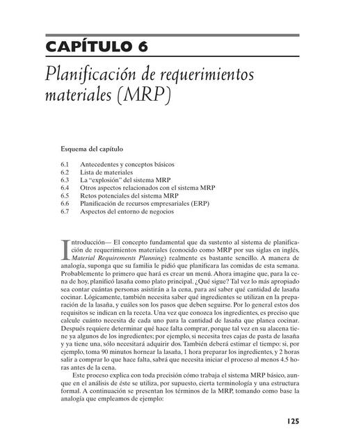 Planificación de Requerimientos Materiales (MRP)