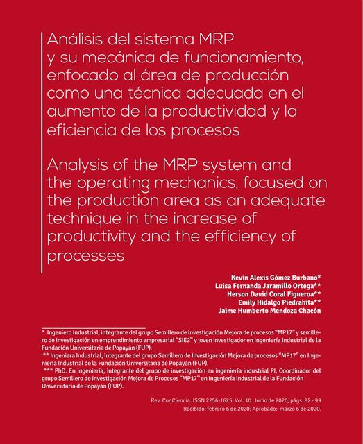 Análisis del sistema de requerimiento de materiales y su mecánica de funcionamiento