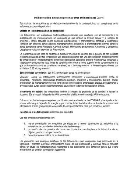 Inhibidores de Síntesis de Proteína y otros Antimicrobianos