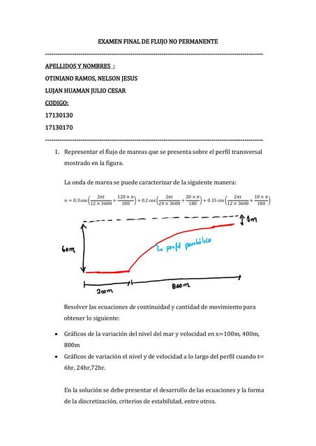 Examen Final de Flujo No Permanente 