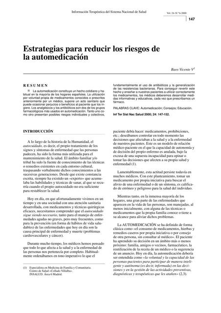 Estrategias para Reducir la Automedicacion