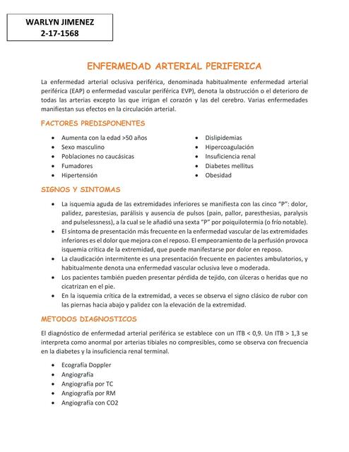 Enfermedad Arterial Periférica 