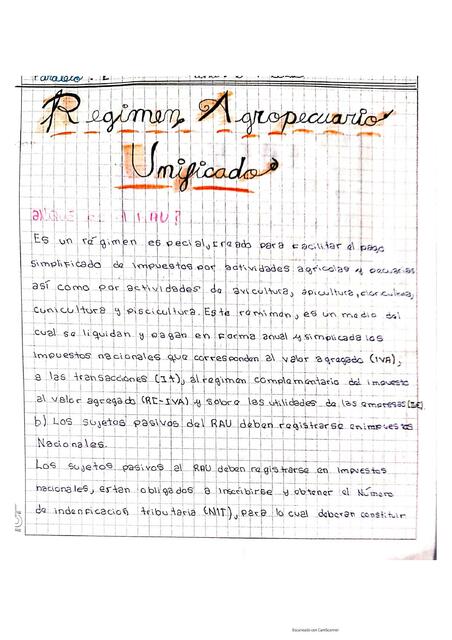 RAU Regimen agropecuario unificado