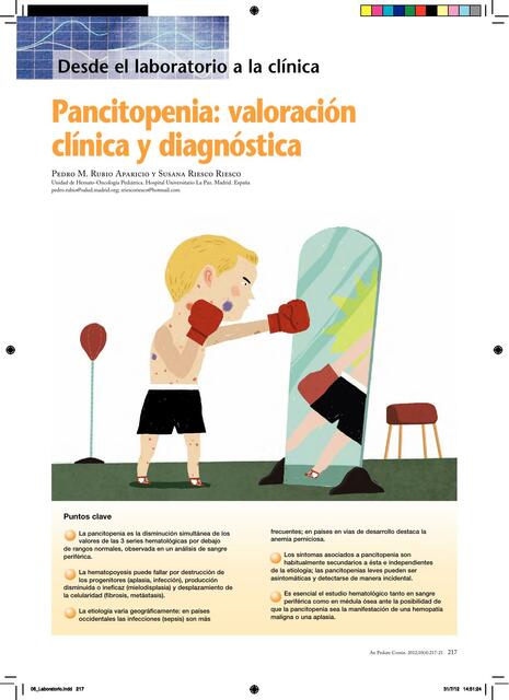 Pancitopenia: valoración  clínica y diagnóstica