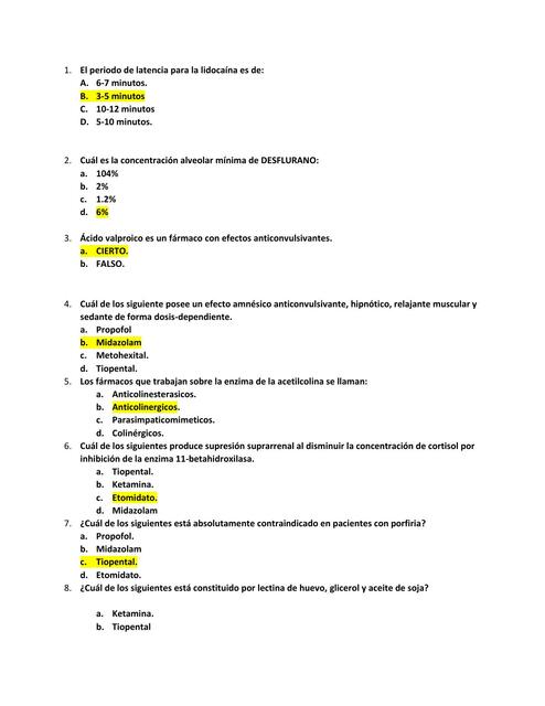 Examen de farmacología 3ro