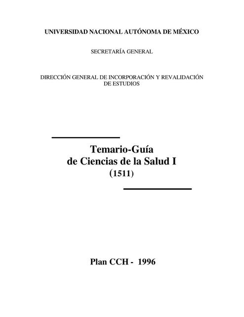 Temario Guía  de Ciencias de la Salud