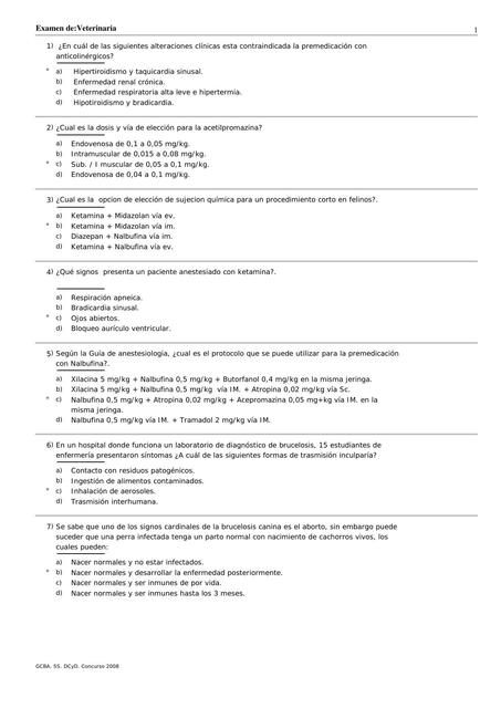 Examen Resuelto / Veterinaria