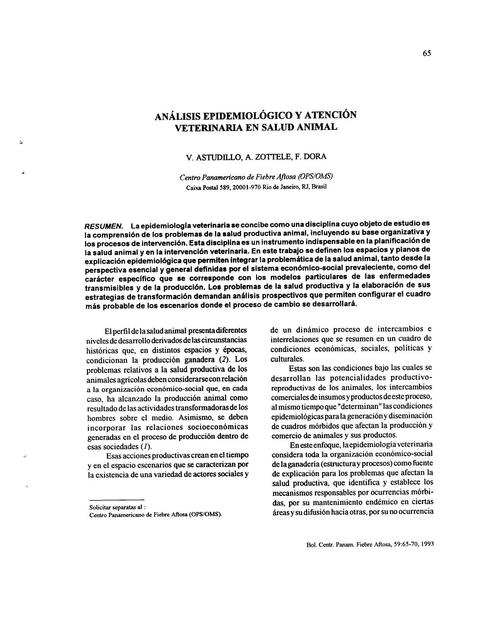 Análisis Epidemiológico y Atención Veterinaria en Salud Animal