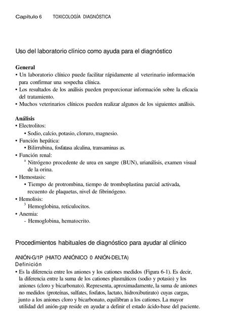 Toxicología Diagnóstica / Manual de Toxicología Veterinaria