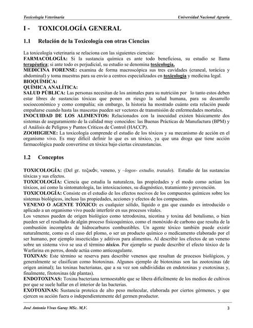 Toxicología General- Veterinaria