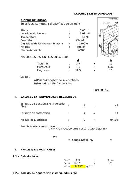 Calculo de Encofrado