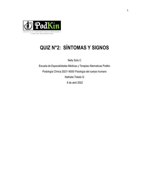 Quiz N 2 Síntomas y Signos