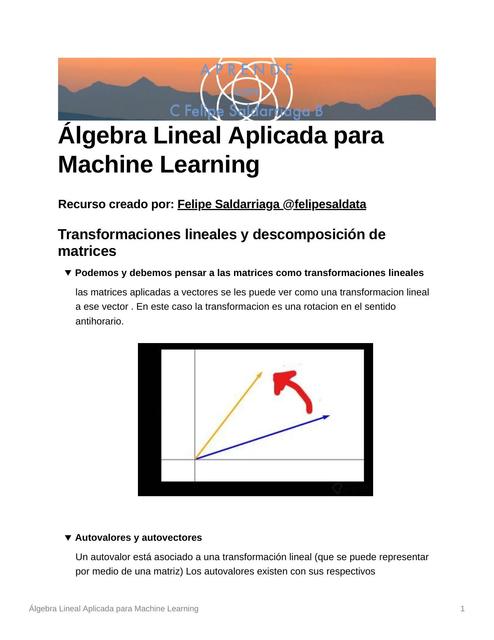 Álgebra Lineal Aplicada para Machine Learning con Python