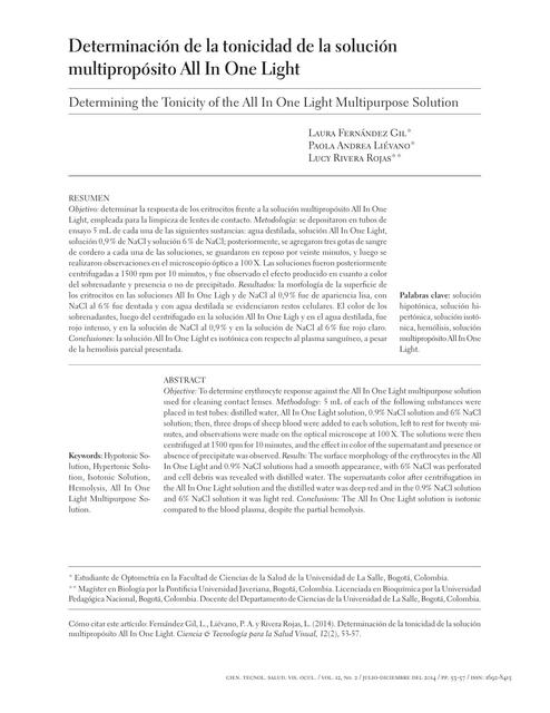 Determinación De La Tonicidad De La Solución Multipropósito