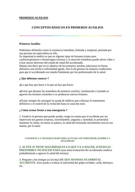 PDF Conceptos Básicos en Primeros Auxilios 