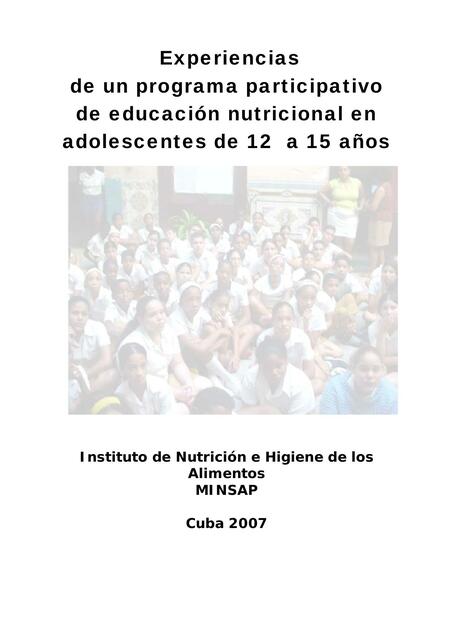 Proyecto de Nutrición en Adolescentes