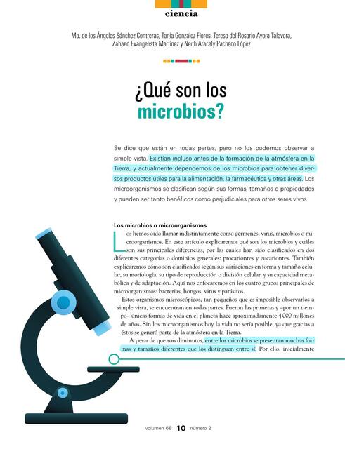 Clasificación de los Microorganismos