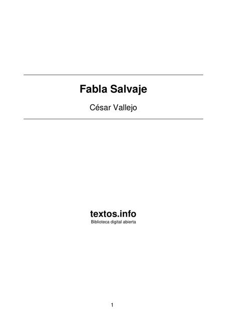 Cesar Vallejo Fabla Salvaje 