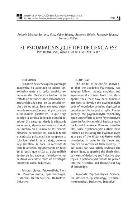 ¿El psicoanálisis qué tipo de ciencia es?