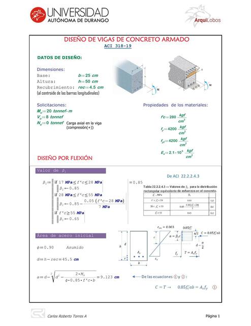 Diseño de Viga de Concreto ACI 318 19