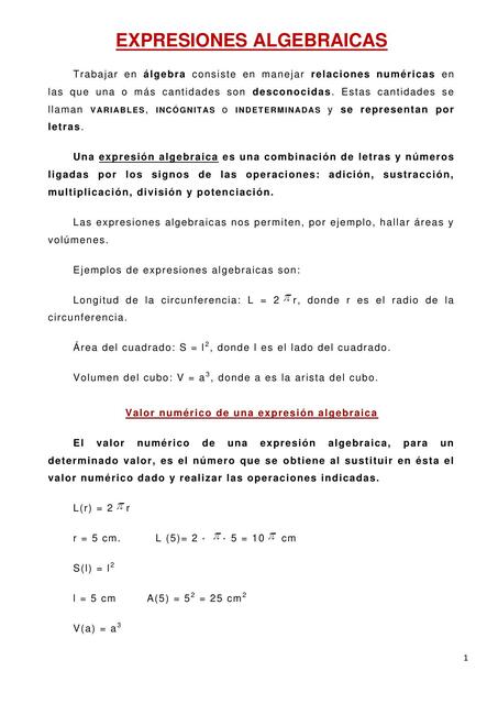 Expresiones Algebráicas