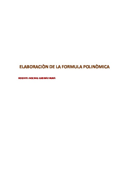 Elaboracion De La Formula Polinomica