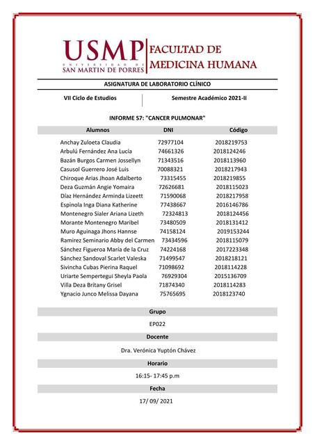 Cancer Pulmonar (Informe S7)