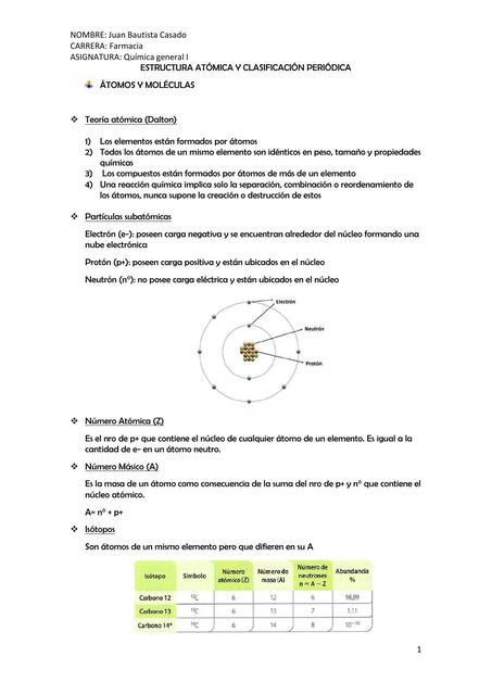 Estructura Atómica y Clasificación Periódica 