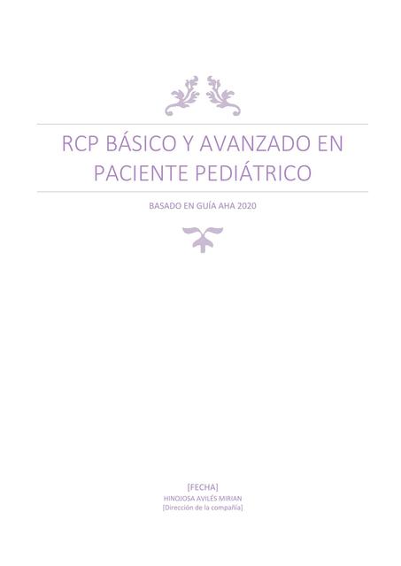 RCP BÁSICO Y AVANZADO EN PACIENTE PEDIÁTRICO