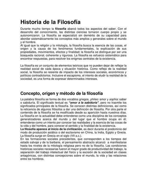 Historia de la Filosofía