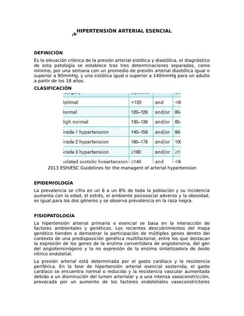 Hipertensión Arterial Esencial