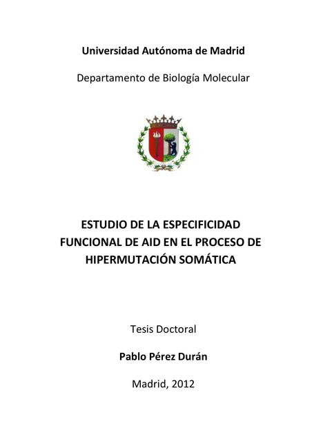 Tesis: Estudio de la Especificidad Funcional de AID en el Proceso de Hipermutación Somática