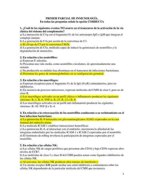 Parcial Inmunología UBA - Hipermutación Somática