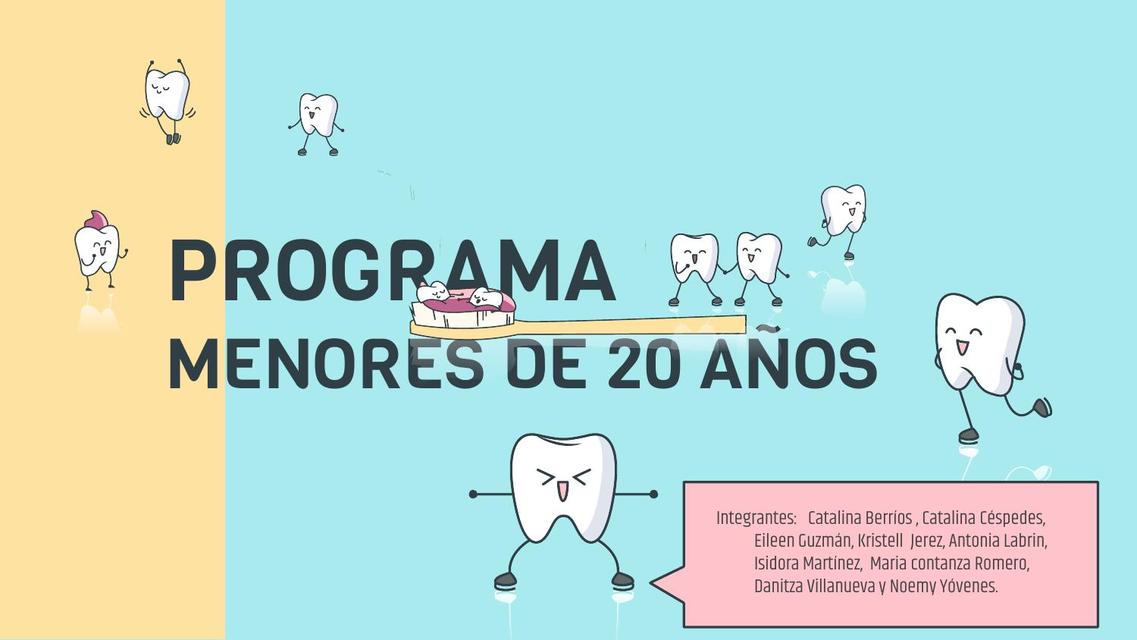 Plan de Salud Dental para Menores de 20 Años