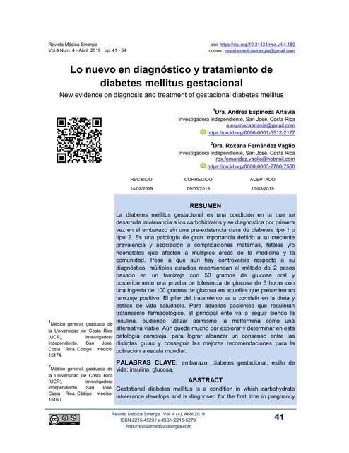 Diagnóstico y Tratamiento de Diabetes Mellitus Gestacional