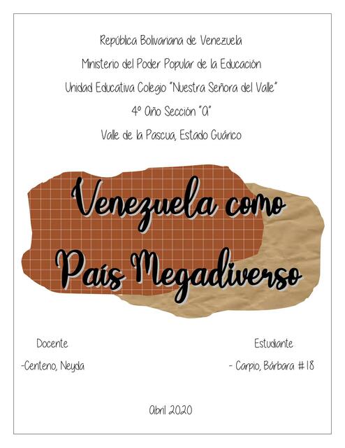 Venezuela como País Megadiverso - Trabajo Escrito