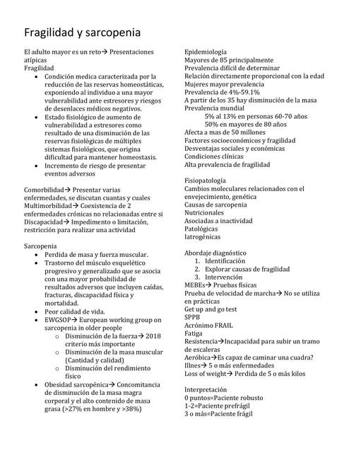 Fragilidad y Sarcopenia