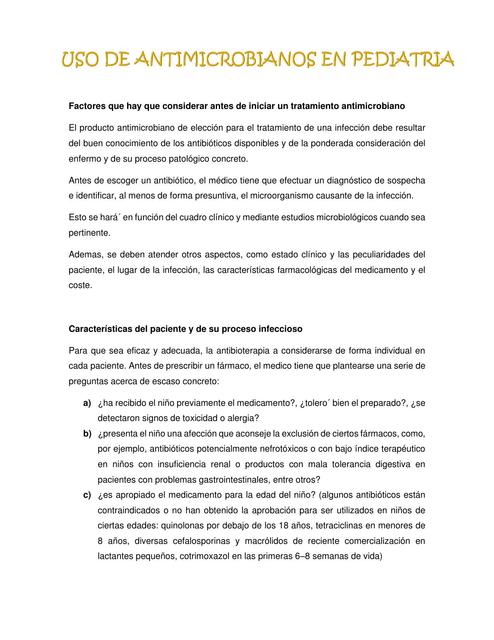 Antimicrobianos en Pediatría