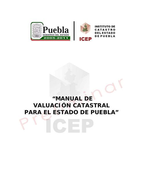 Manual de Valuación Catastral Puebla